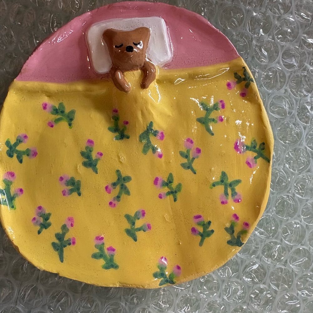 Handmade cute bear blanket trinket tray